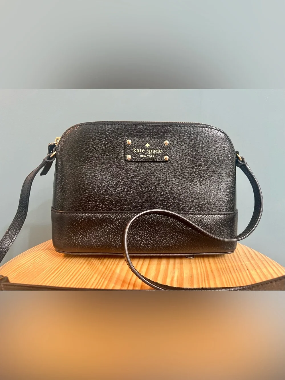Kate Spade New York Black Pebbled Leather Crossbody Wellesley Hanna Bag